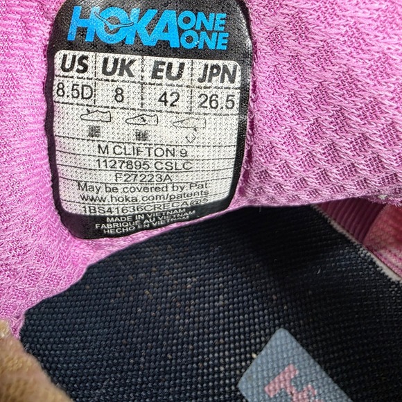 Hoka Clifton 9 Running‎ Shoes Pink Blue Lightweight Athletic Sneakers Mens 8.5
